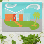 Mid Century Moderne Cartoon House Kitchen Towel Theedoek (Gevouwen)