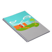 Mid Century Moderne Cartoon House Spiral Notebook Notitieboek (Rechterzijde)