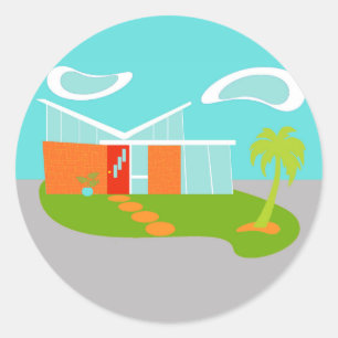 Mid Century Moderne Cartoon House Stickers