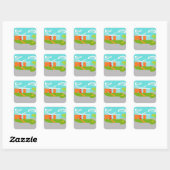 Mid Century Moderne Cartoon House Stickers (Vel)