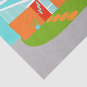 Mid Century Moderne Cartoon House Tissue Paper Tissuepapier (Detail)