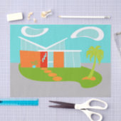 Mid Century Moderne Cartoon House Tissue Paper Tissuepapier (Craft)