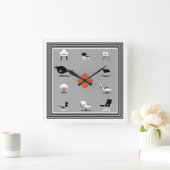 Mid Century Moderne Chairs Retro Colors Vierkante Klok (Huis)