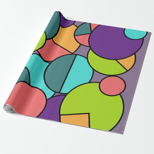 Mid-Century Moderne Circle Collage Cadeaupapier (Uitgerold)