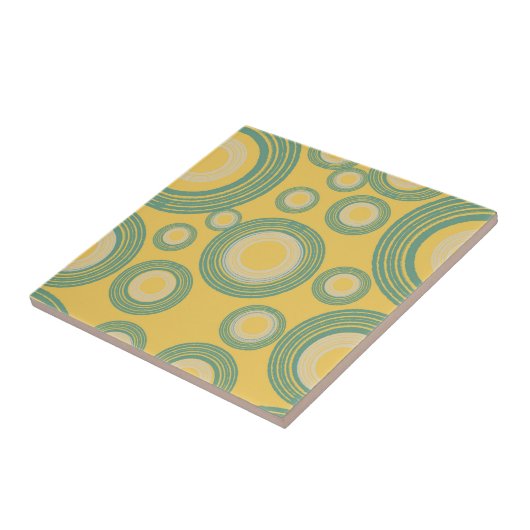 Mid Century Moderne Circle Geel Tegeltje (Zijkant)