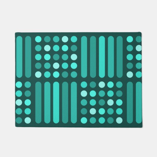 Mid Century Moderne Circles Lines Blauwgroen Deurmat (Voorkant)