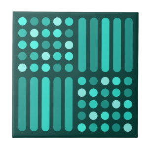Mid Century Moderne Circles Lines Blauwgroen Tegeltje
