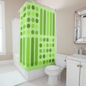 Mid Century Moderne Circles Lines Chartreuse Douchegordijn (In situ)