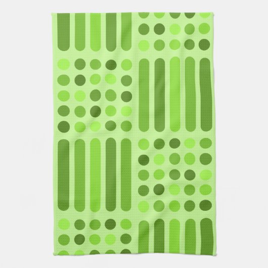 Mid Century Moderne Circles Lines Chartreuse Theedoek (Verticaal)