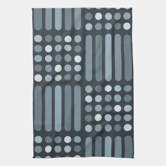 Mid Century Moderne Circles Lines Slate Theedoek (Verticaal)