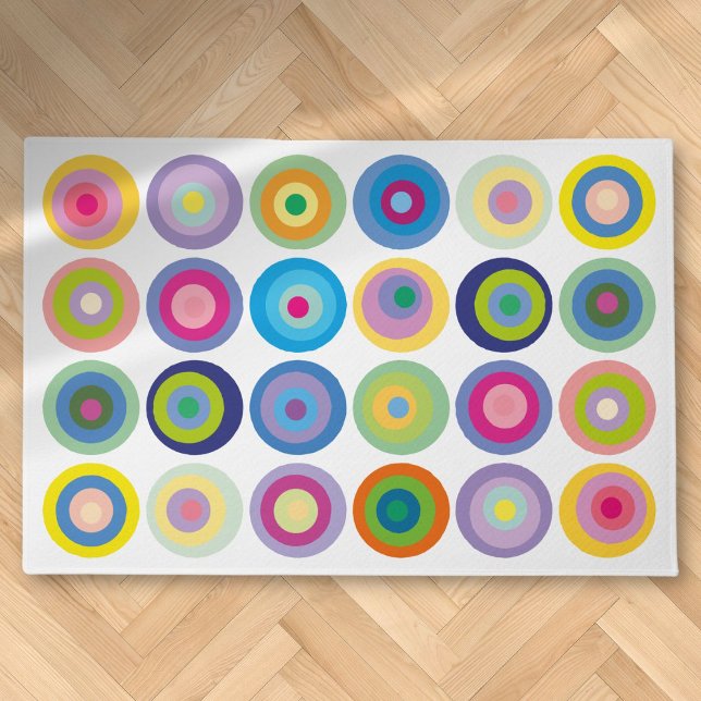 Mid Century Moderne Circles Pattern Colorful Deurmat (Mid Century Modern Circles Pattern Colorful Doormat)