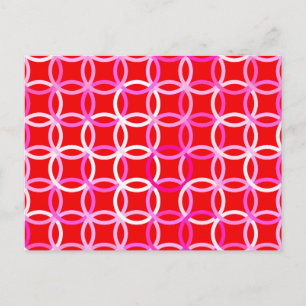 Mid-Century Moderne cirkels, donkerrood en roze Briefkaart