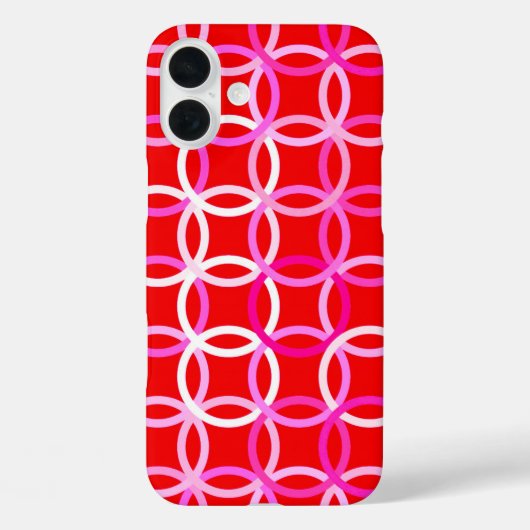 Mid-Century Moderne cirkels, donkerrood en roze Case-Mate iPhone Case (Achterkant)