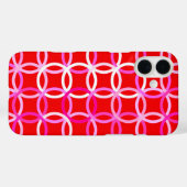 Mid-Century Moderne cirkels, donkerrood en roze Case-Mate iPhone Case (Achterkant (horizontaal))