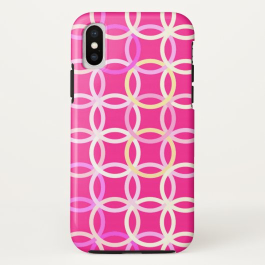Mid-Century Moderne cirkels, fuchsia roze en crème Case-Mate iPhone Case (Achterkant)