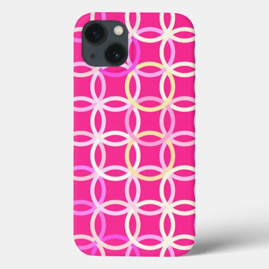Mid-Century Moderne cirkels, fuchsia roze en crème Case-Mate iPhone Case (Achterkant)