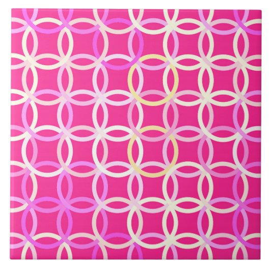 Mid-Century Moderne cirkels, fuchsia roze en crème Tegeltje (Voorkant)