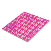Mid-Century Moderne cirkels, fuchsia roze en crème Tegeltje (Zijkant)