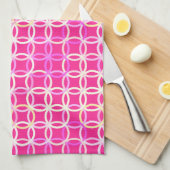 Mid-Century Moderne cirkels, fuchsia roze en crème Theedoek (Quarter Fold)