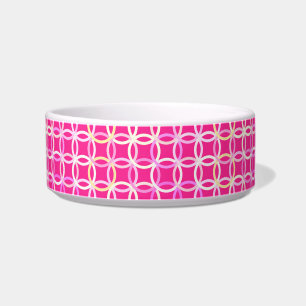 Mid-Century Moderne cirkels, fuchsia roze en crème Voerbakje