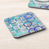 Mid-Century Moderne cirkels, grijs, blauw en wit Bier Onderzetter (Linkerzijde)