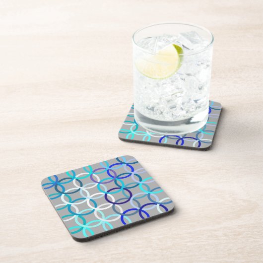 Mid-Century Moderne cirkels, grijs, blauw en wit Bier Onderzetter (Rechterzijde)