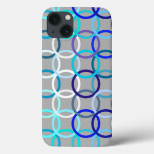 Mid-Century Moderne cirkels, grijs, blauw en wit Case-Mate iPhone Case