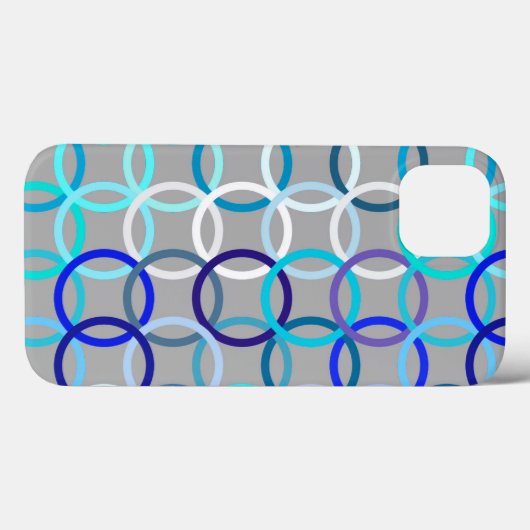 Mid-Century Moderne cirkels, grijs, blauw en wit Case-Mate iPhone Case (Achterkant (horizontaal))