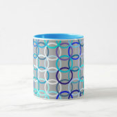 Mid-Century Moderne cirkels, grijs, blauw en wit Mok (Midden)