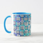 Mid-Century Moderne cirkels, grijs, blauw en wit Mok (Links)