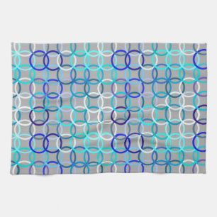 Mid-Century Moderne cirkels, grijs, blauw en wit Theedoek