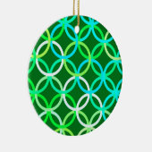 Mid-Century Moderne cirkels, groene tinten Keramisch Ornament (Rechts)