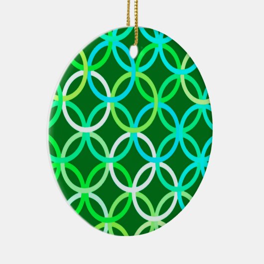 Mid-Century Moderne cirkels, groene tinten Keramisch Ornament (Rechts)