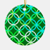 Mid-Century Moderne cirkels, groene tinten Keramisch Ornament (Voorkant)