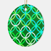 Mid-Century Moderne cirkels, groene tinten Keramisch Ornament (Links)
