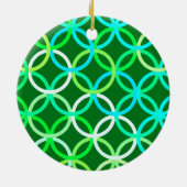 Mid-Century Moderne cirkels, groene tinten Keramisch Ornament (Achterkant)