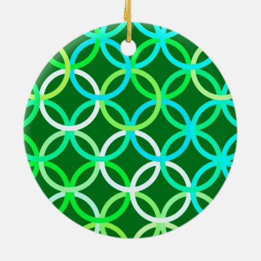 Mid-Century Moderne cirkels, groene tinten Keramisch Ornament (Achterkant)