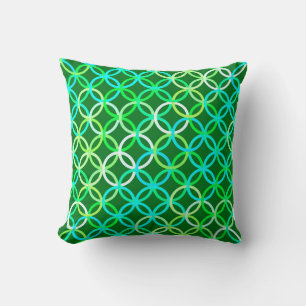 Mid-Century Moderne cirkels, groene tinten Kussen