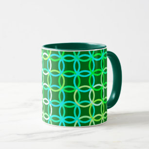 Mid-Century Moderne cirkels, groene tinten Mok