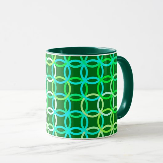 Mid-Century Moderne cirkels, groene tinten Mok (Voorkant rechts)