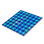 Mid-Century Moderne cirkels, kobalt & pauw Tegeltje (Zijkant)