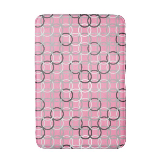 Mid-Century Moderne cirkels, koraalroze en grijs Badmat (Voorkant Verticaal)