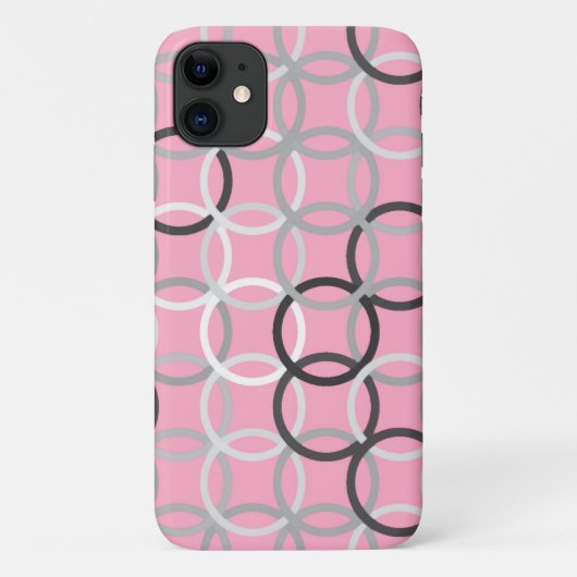 Mid-Century Moderne cirkels, koraalroze en grijs Case-Mate iPhone Case (Achterkant)