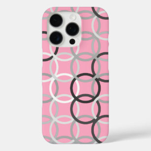 Mid-Century Moderne cirkels, koraalroze en grijs iPhone 16 Pro Hoesje