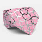 Mid-Century Moderne cirkels, koraalroze en grijs Stropdas (Opgerold)