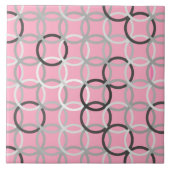 Mid-Century Moderne cirkels, koraalroze en grijs Tegeltje (Voorkant)