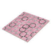 Mid-Century Moderne cirkels, koraalroze en grijs Tegeltje (Zijkant)