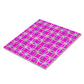 Mid-Century Moderne cirkels, magenta, grijs & wit Tegeltje (Zijkant)