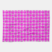 Mid-Century Moderne cirkels, magenta, grijs & wit Theedoek (Horizontaal)