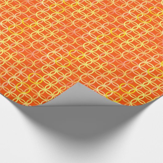 Mid-Century Moderne cirkels, mandarijn oranje Cadeaupapier (Hoek)